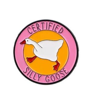 Certified Silly Goose Enamel Pin, Pink